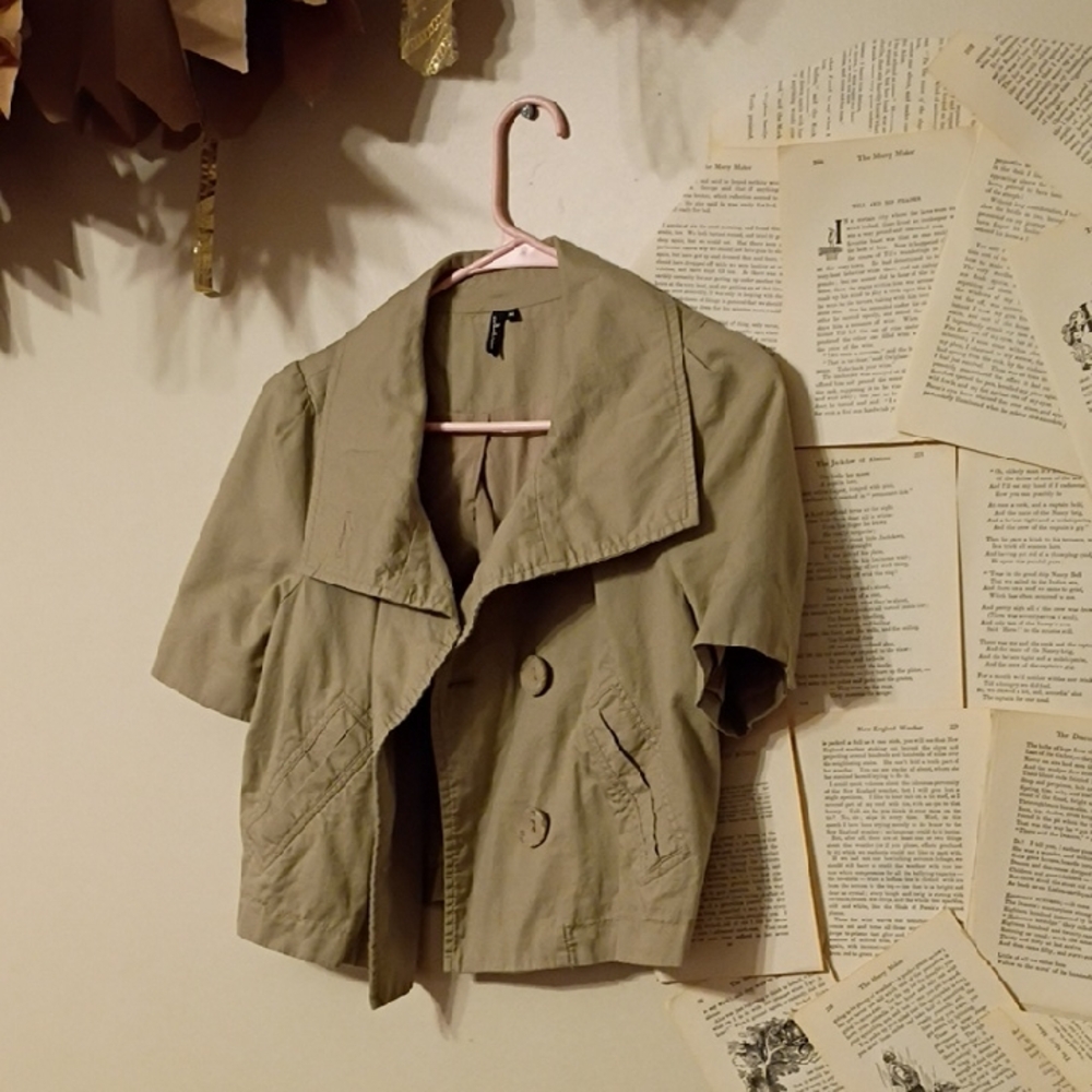 ambition Olive Green Short Sleeve Trench Jacket